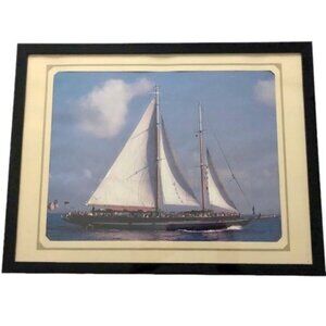 “Invader” Sailing Ship Framed Art Print 1997 -Rare